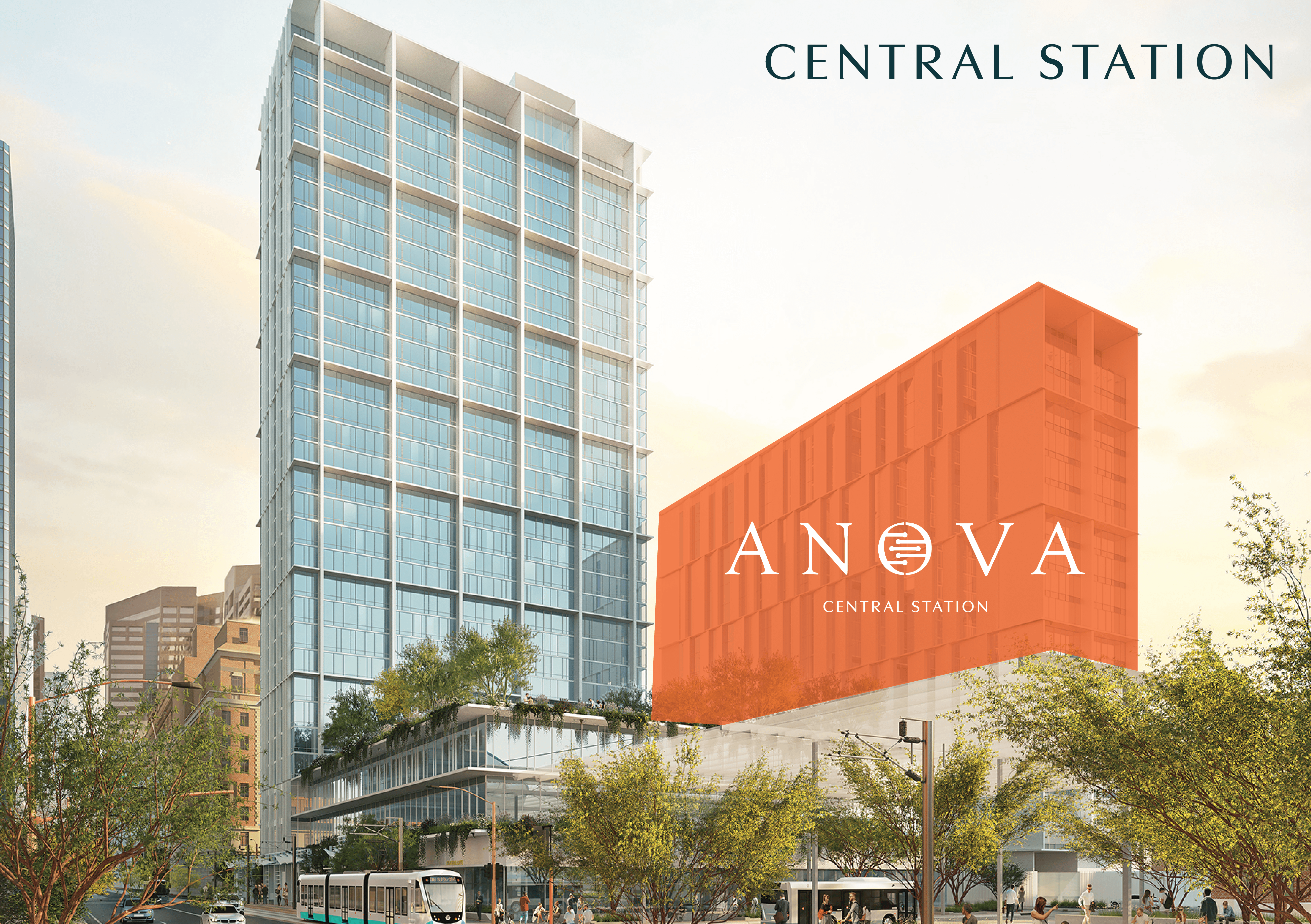 A modern building with the words "Central Station" and "Aneva" on it.